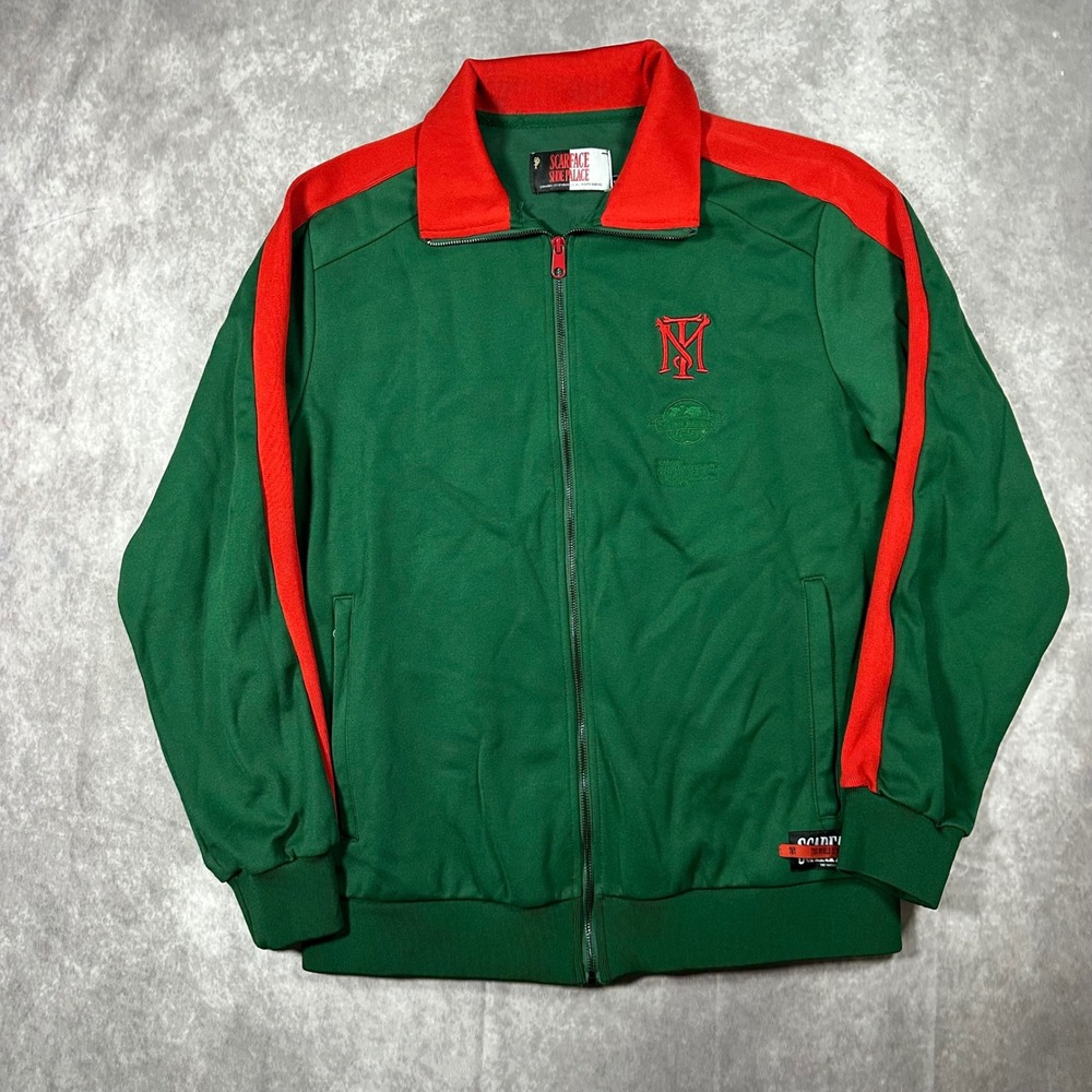 Scarface Shoe Palace Mens XL Track Jacket Green Red Embroidered Tony Montana